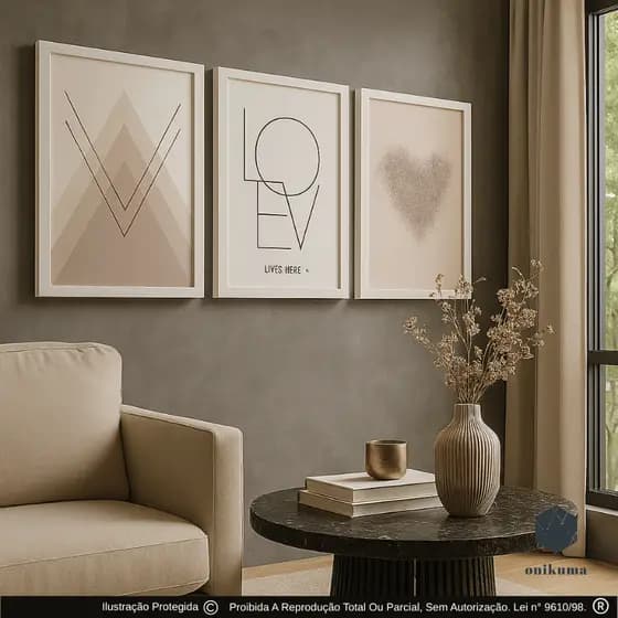 Quadro Decorativo Love Corações Rosas Decoração Elegante Para Sala Quarto
