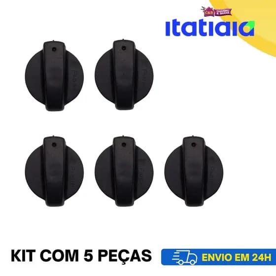 Kit 5 peças de Botão de Fogão Itatiaia Waves Preto