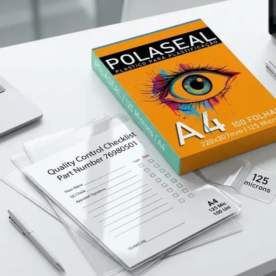 Plástico Polaseal A4 100 Folhas 125 micras 220x307mm 0.05 Plastificação Premium novo Qualidade