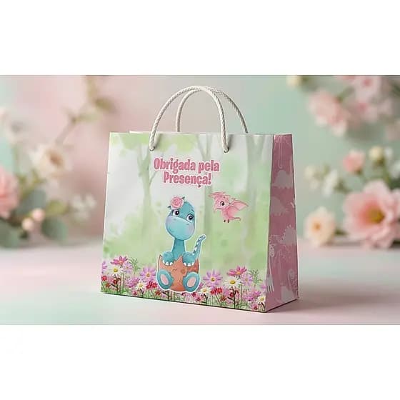 Sacolinha DINOSSAURO ROSA, DINO BABY ENVIO RAPIDO ,lembrancinha, kit festa ,Lembrancinha menina,, MENINO festa infantil