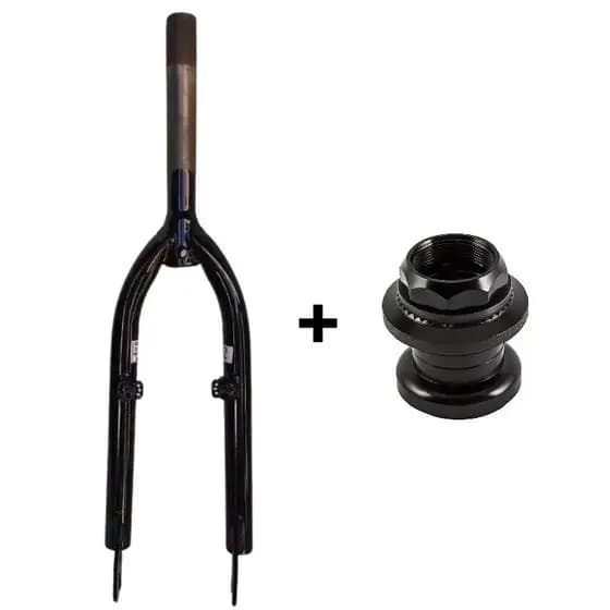 Garfo Rígido Aro 20 Cross e Jogo de Direção Bike BMX Rosca 21.1mm P/ V-Brake Bicicleta Manobra Grau