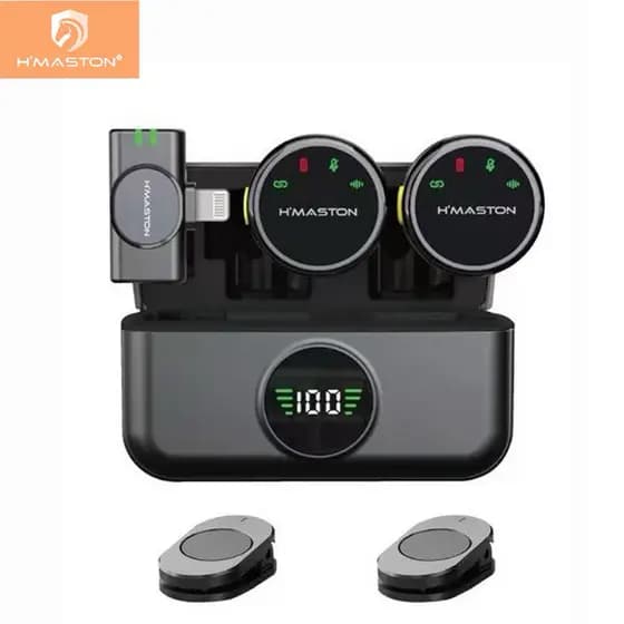 Microfone de Lapela Profissional para Celular iPhone e Android Tipo C Lightning Sem Fio MK-18 Anti Ruído Vídeo Gravação