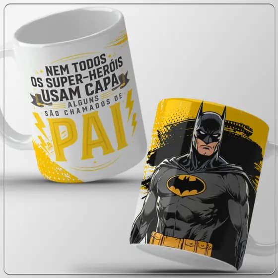 Caneca Porcelana Pai Herói presente personalizado presente dia dos pais
