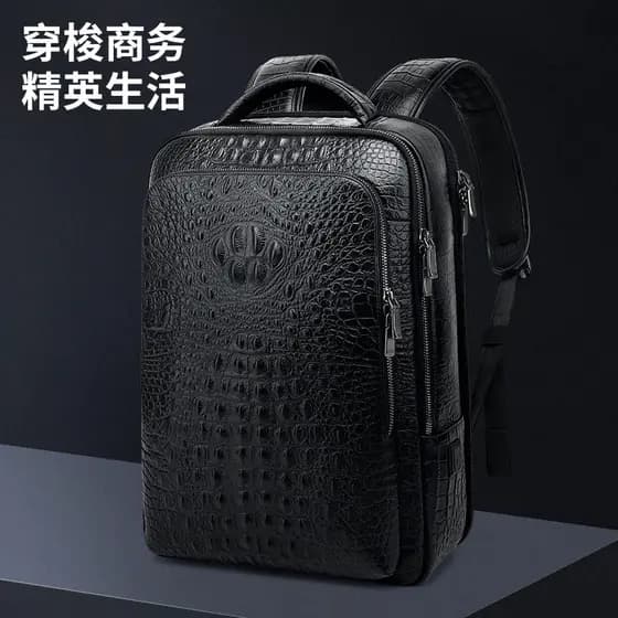 Mochila de grande capacidade com padrão de crocodilo, à prova d'água e leve, adequada para deslocamentos ao ar livre, bo
