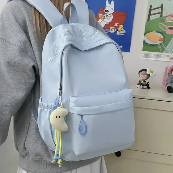 Mochila bordada de nicho para estudantes do ensino fundamental e médio, alto valor estético, design simples, grande capa