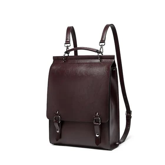Mochila Feminina de Couro Genuíno 2026, Estilo Universitário, Mochila Vintage para Laptop para Estudantes Universitários