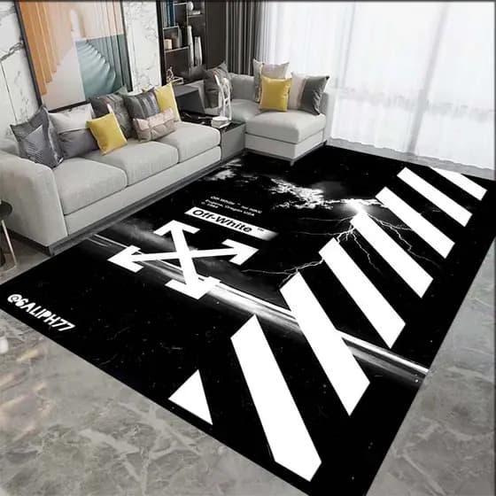 Tendência Da Moda Tapete Impresso O-OFF , Decorativo De Sala De Estar E Quarto Antiderrapante Infantil De Porta