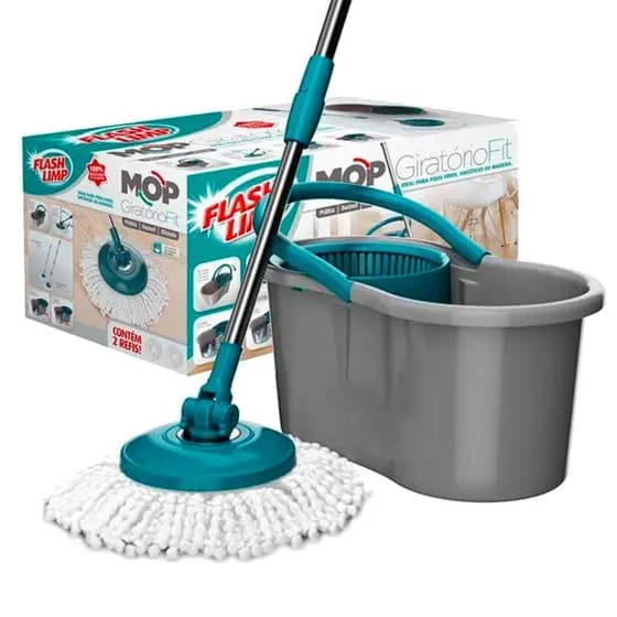 Mop Giratório Ajustável Fit Esfregão Balde 360 - Flash Limp