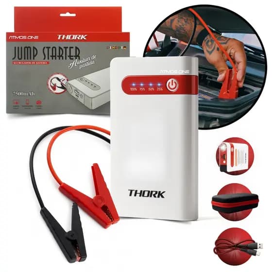 Auxiliar De Partida Portatil Automotivo Carregador De Bateria 12V Power Bank USB 7500mah 350 Amperes