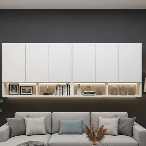 QUEIMA DE ESTOQUE Kit Armário Aéreo Suspenso 6 Portas – Estilo e Organização na Sala