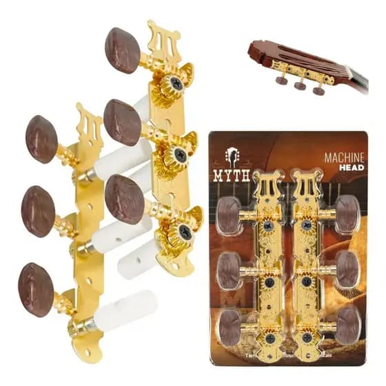 Tarraxa Dourada Violão Cordas Nylon Clássico Pino Grosso Marrom MXT
