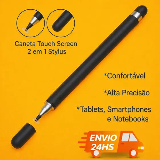 Caneta Touch Screen Stylus Universal 2 em 1 Compatível com Tablet iPad, Samsung Galaxy e Xiaomi