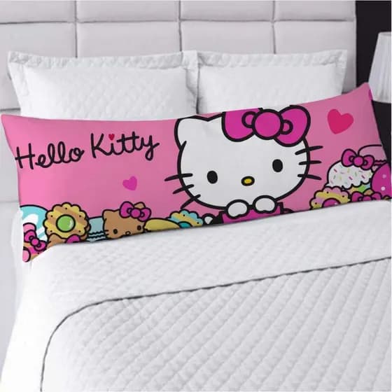 Travesseiro De Corpo Com Fronha Xuxão Fibra de Silicone Personalizado 1.25x0.45cm da Hello Kitty