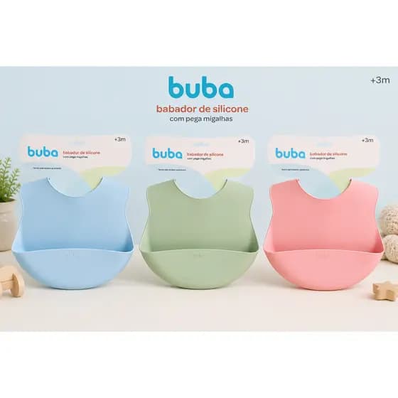 Buba Babador Pega Migalhas Em Silicone Rosa / Azul / Verde
