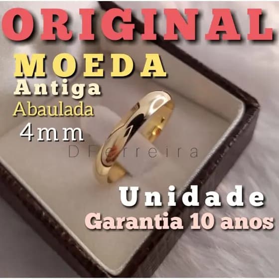 Aliança Moeda Antiga Original (unidade) 4mm Abaulada