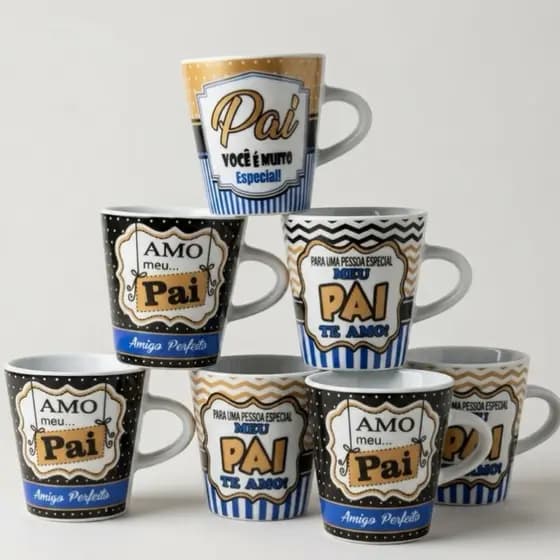 Jogo Canecas Dias Dos Pais Faixa 120ml Xícara Chá Café Porcelana Personalizada Pai Faixa Presente Elegante Pai Faixa