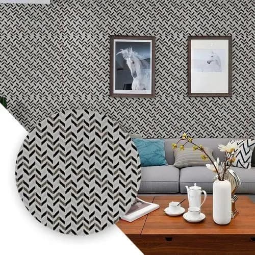Papel De Parede Adesivo Prático Elegante Lavável Textura PVC Estampa Geométrica Zig Zag 5 Metros