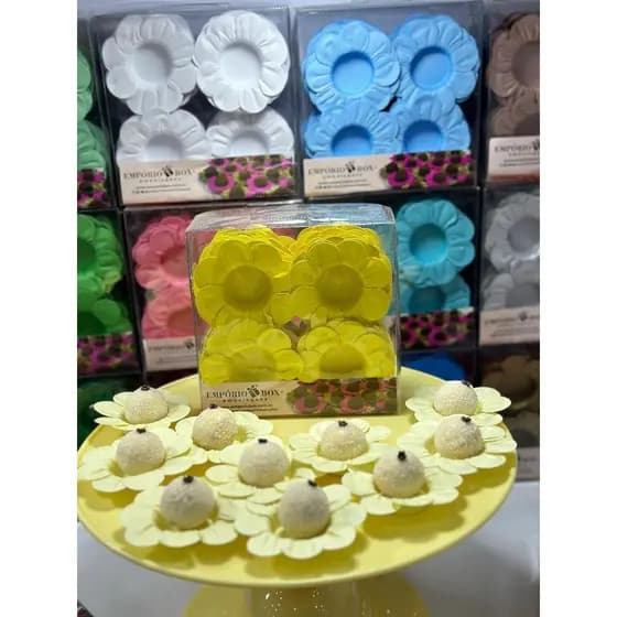 Forminhas para doces finos flor margarida casamento aniversário cores