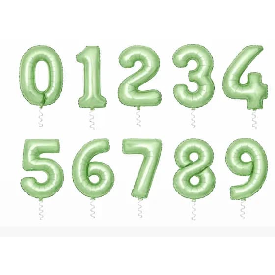 Kit 2 Balões Número Metalizado Verde Oliva 80cm Bexiga Número Aniversário Decoração