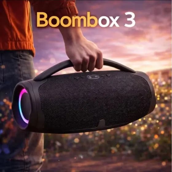 Caixa De Som Boombox 3 33CM/120W 23CM/70W Bluetooth Rádio FM AUX USB A Prova D'Água