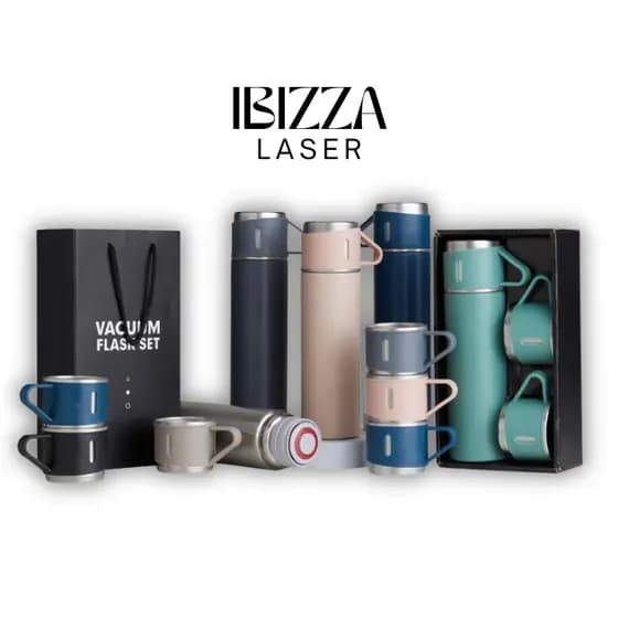 Kit Garrafa Térmica inox 500 ml c/ 3 Xícaras Personalizada Logo/Presente/Brinde