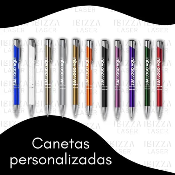 Kit 100 Caneta Metal Personalizada com Seu Nome ou Logo a Laser