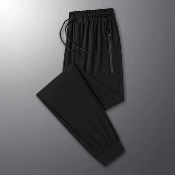 Calça Jogger Preta Masculina Dry Fit Esportiva Com Zíper e Elastano