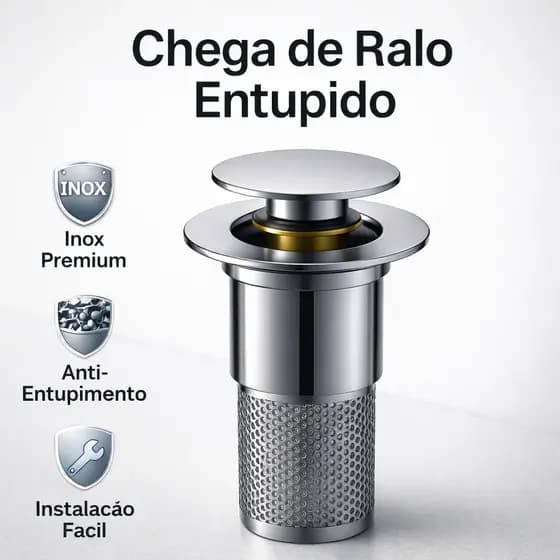 Ralo de Pia Inox com Filtro Não Entope e Não Deixa Odor