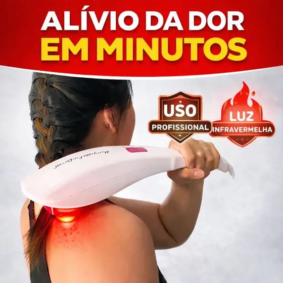 Massageador Elétrico Infravermelho Portátil Alívio Muscular Relaxamento + 5 Ponteiras de Massagem