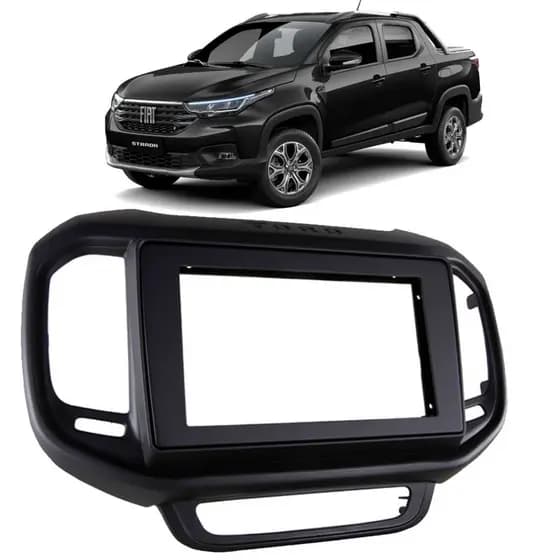 Moldura Painel 2 Din Preto 7 e 9 Polegadas Fiat Toro 2016 até 2020