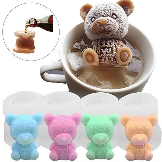 2/4/6 FORMA DE GELO 3D SILICONE MOLDE DE Urso