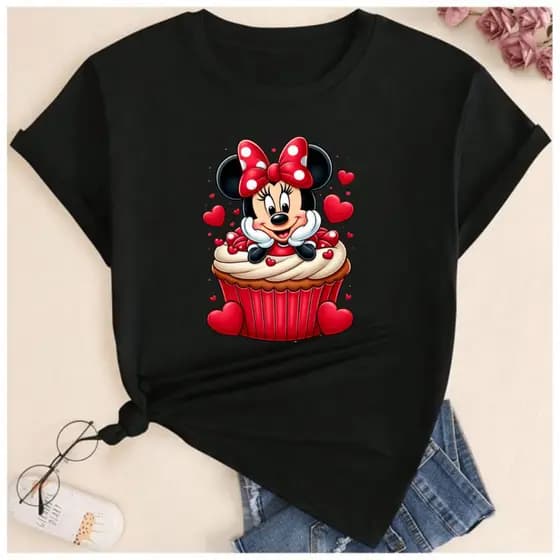 Camiseta Feminina Estampada Tshirt Feminina Minie Desenho Blusinha Tendência