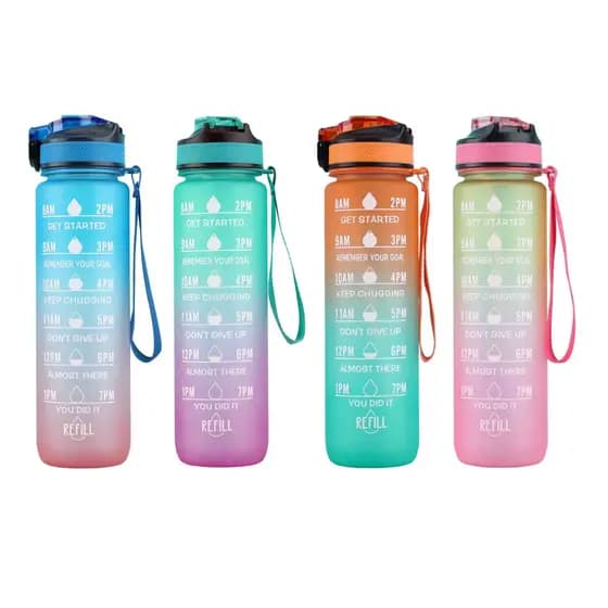 Garrafa Squeeze 1 Litro Motivacional Tie Dye Com Canudo Esportes - Envio Hoje!