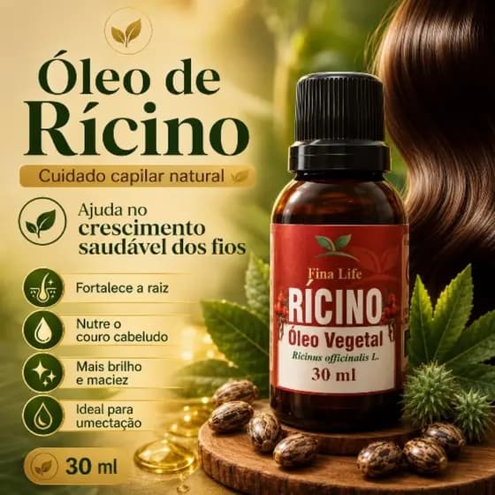 Óleo vegetal de ricino / mamona 30ml fina life 100% puro QUEDA CAPILAR - FORTALECIMENTO CAPILAR - NUTRIÇÃO CAPILAR