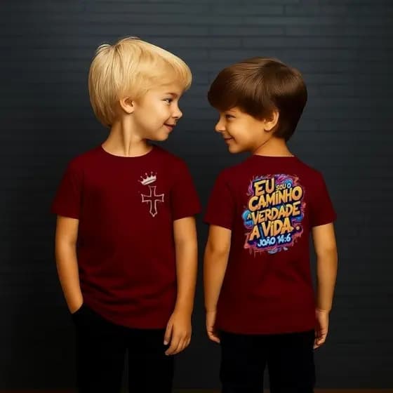 Camisa 30.1 João Deus 14:6 Blusa Manga Curta Algodão Camiseta Moda Infantil