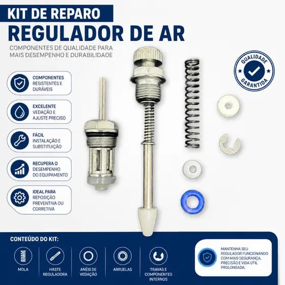Kit de Reparo Regulador de Ar e Válvula Pistola de Pintura PDR PRO-550