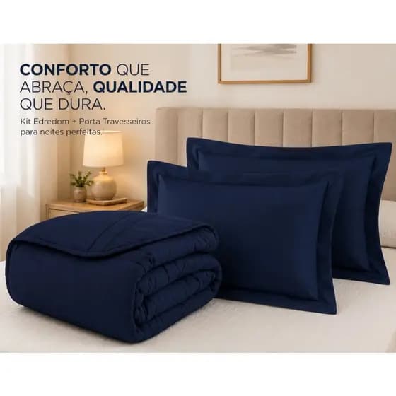 Kit Edredom 3 Peças Queen 300 Fios Toque Macio - Percal Flex Toque Macio ( TAMANHO 260 X 240 )