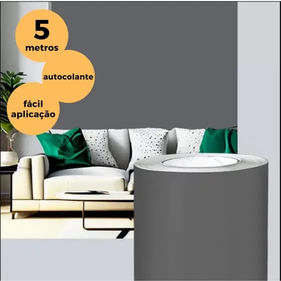 Papel Adesivo Cinza De Parede Rolo 5 Metros Cinza Fosco Móveis Envelopamento Lavável Fácil De Aplicar