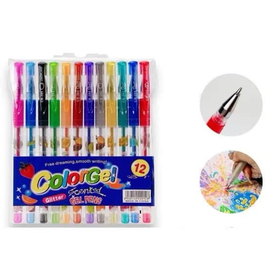 Canetas Gel Cheirinho de Frutas Coloridas Perfumadas Glitter Neon Tons Pastel