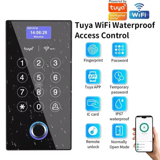 Tuya WiFi Smart Door Access 4 Em 1 Senha De Impressão Digital Cartão IC NFC IP67 Sistema De Controle Remoto Externo