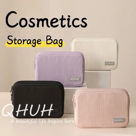 Light luxury aesthetic minimalist portable toiletry bag for travel business trips. Multifunctional split design detach