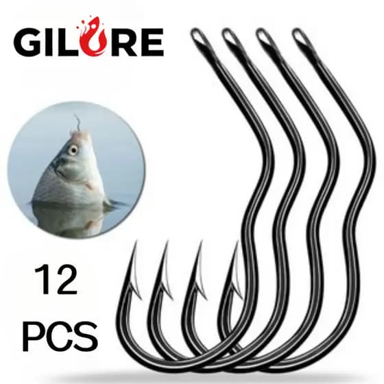 12pcs Anzol Automatico Anti Queda Peixe Dupla Barbela Liga Titanio Manganes Alta Resistência Anzol de Pesca