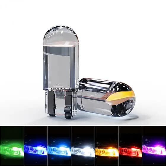 1 Pcs LED T10 W5W Interior Do Carro Lâmpadas De Vidro Shell COB Luz 194 168 Branco 6000 K Ice Blue Âmbar Leitura Dome 12 V Diodo