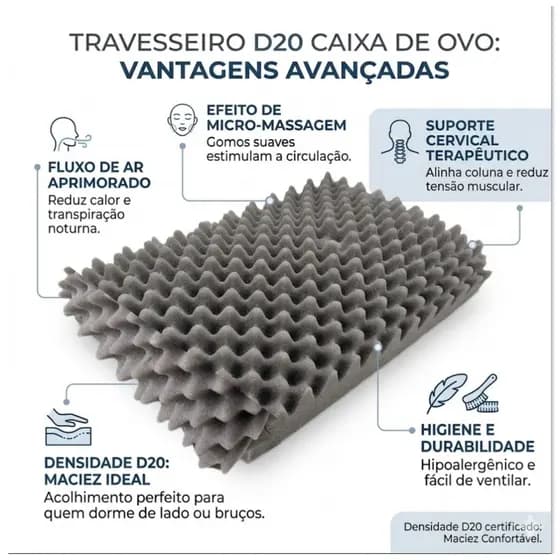 Travesseiro Casca De Ovo Conforto Antiescaras Alivio Pressao Cinza