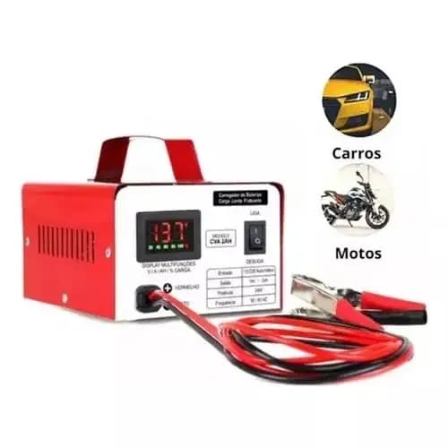 Carregador De Bateria 12v Carro Moto Com Display