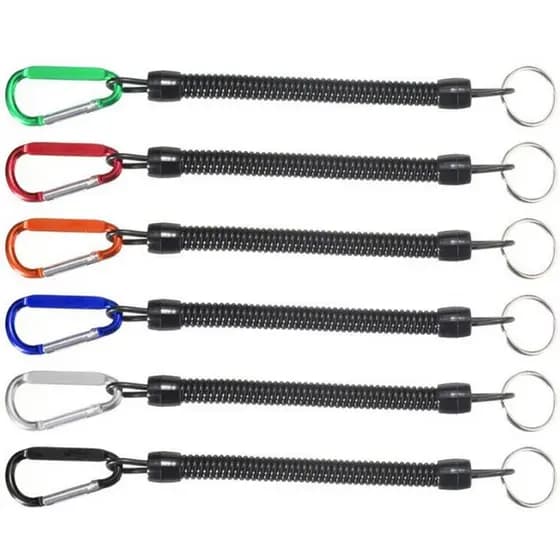 Cordas De Pesca Cordão Segurança Cabo Retrátil De Aço Enrolado Com Mosquetão Ferramentas De Peixe