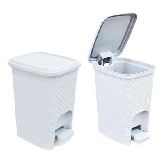 Lixeira 7L Com Pedal Design Rattan Tampa Resistente Banheiro Escritório Cozinha 1 OU 2 UNIDADES