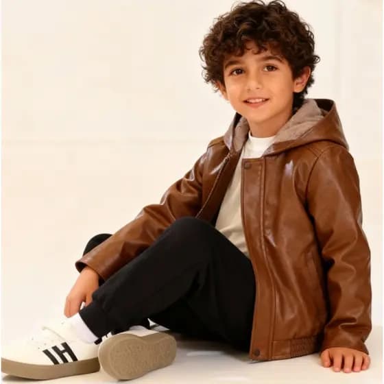 Outono Inverno Veludo Jaquetas De Couro Moda Zíper Manga Longa Menino Crianças Quente Do Plutônio Para 2-7 Anos Jaqueta