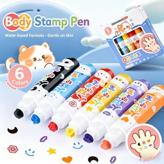 Pintura de selo corporal para crianças, pode usar fórmula segura e adequada para a pele, manual lavável, padrão DIY, con