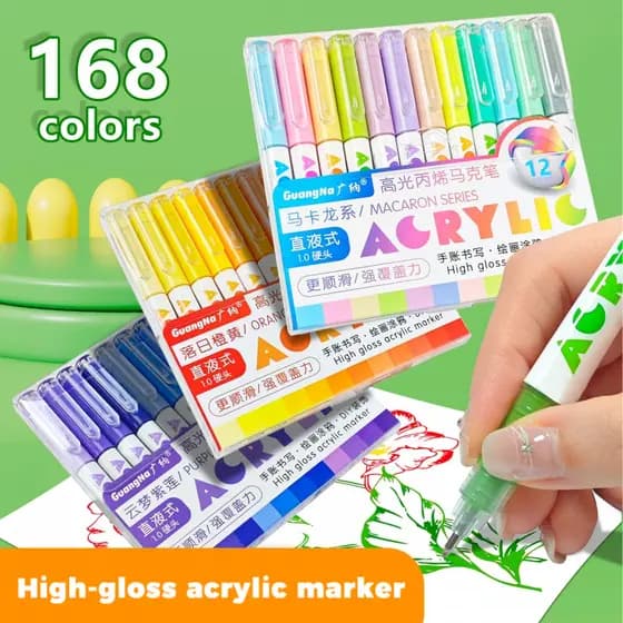 Guangna GN586 Marcador Acrílico Líquido Reto Grande Capacidade Pintado à Mão DIY Pintura em Pedra Caneta Colorida
